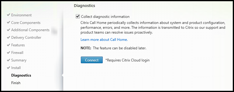 Pagina Diagnostics del programma di installazione VDA