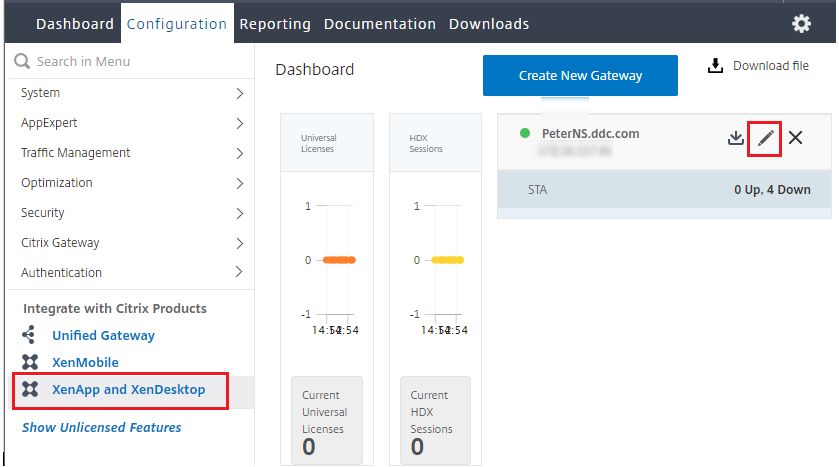 Editar a configuração de gateway existente