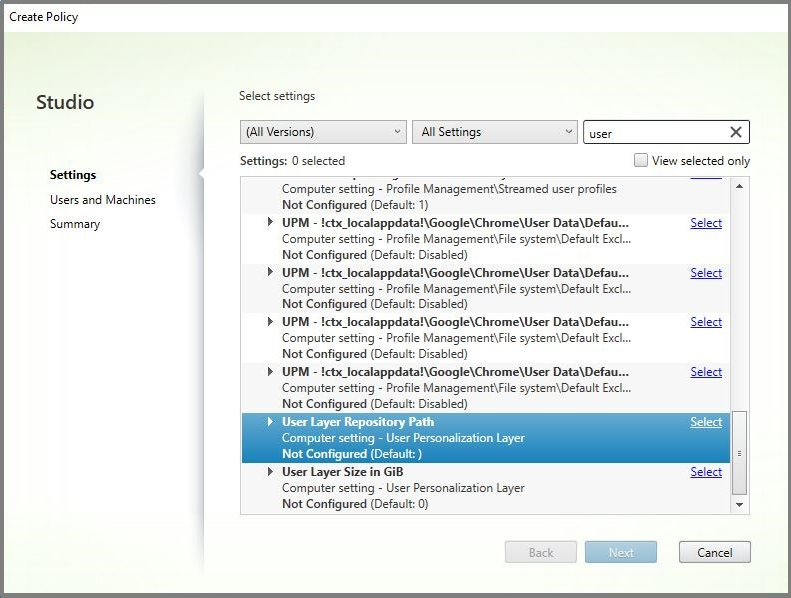 User layer repository path