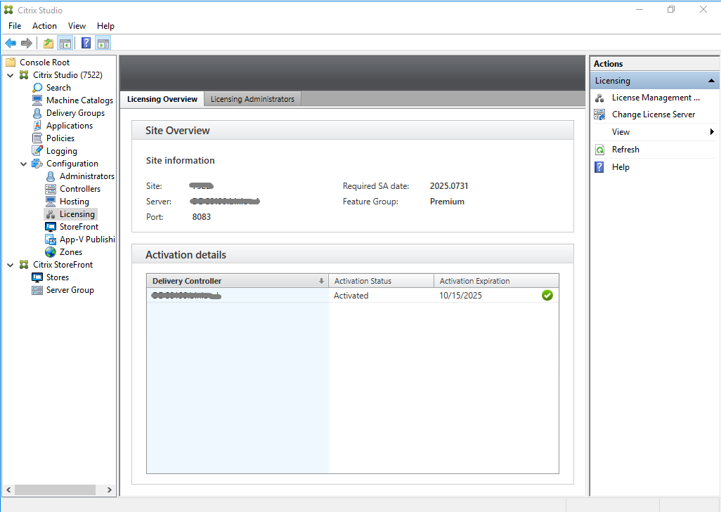 Check licensing details
