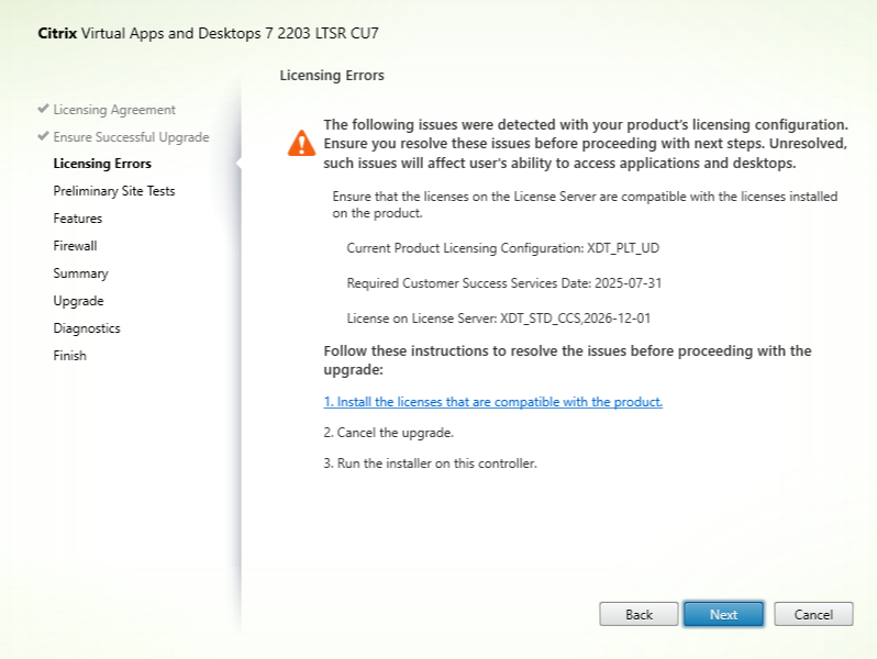 Outdated License Server or unavailability of licenses