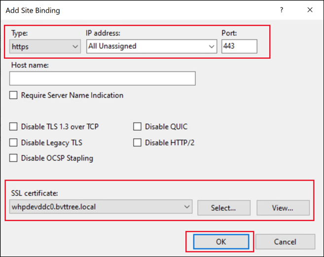 Add site binding