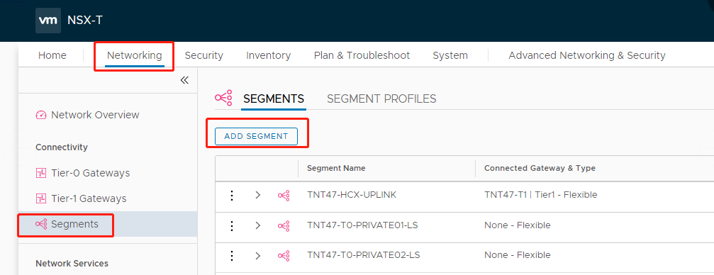 Azure ASV adicionar segmento NSX-T