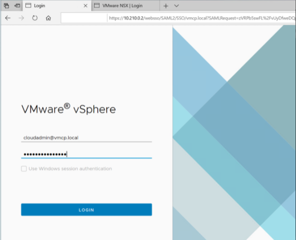 Login do Azure ASV vSphere