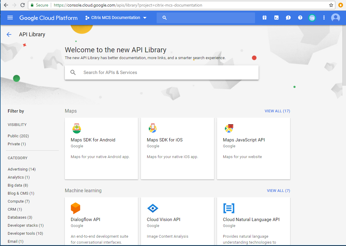 Imagen de APIs and Services > Library