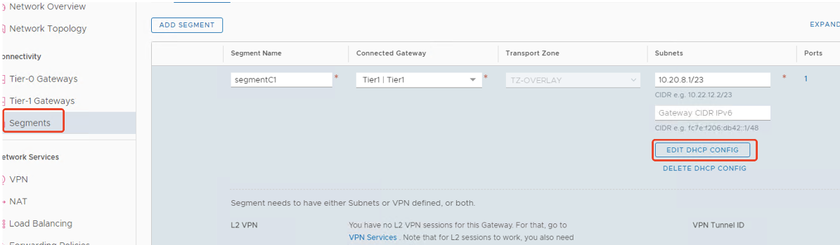 Segmentos de red en NSX-T