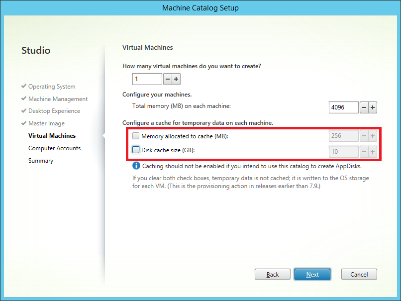 Machine catalog setup