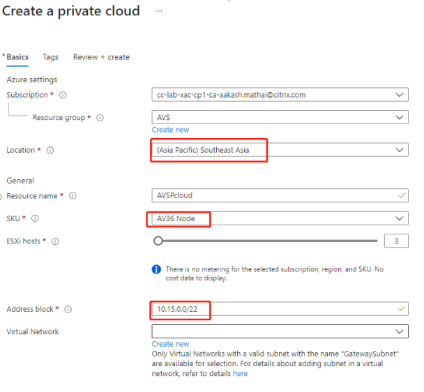 Azure ASV criar nuvem privada