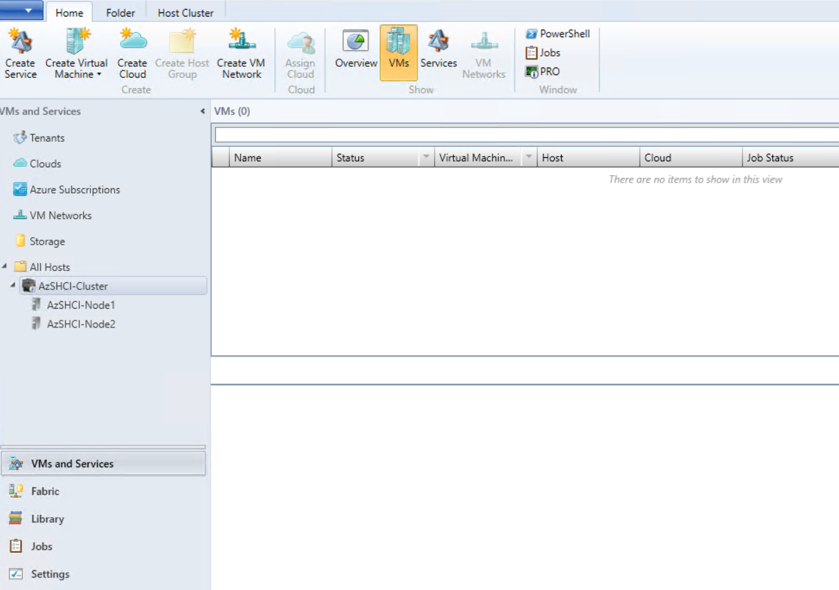 Azure Stack HCI de la consola de VMM con nodos