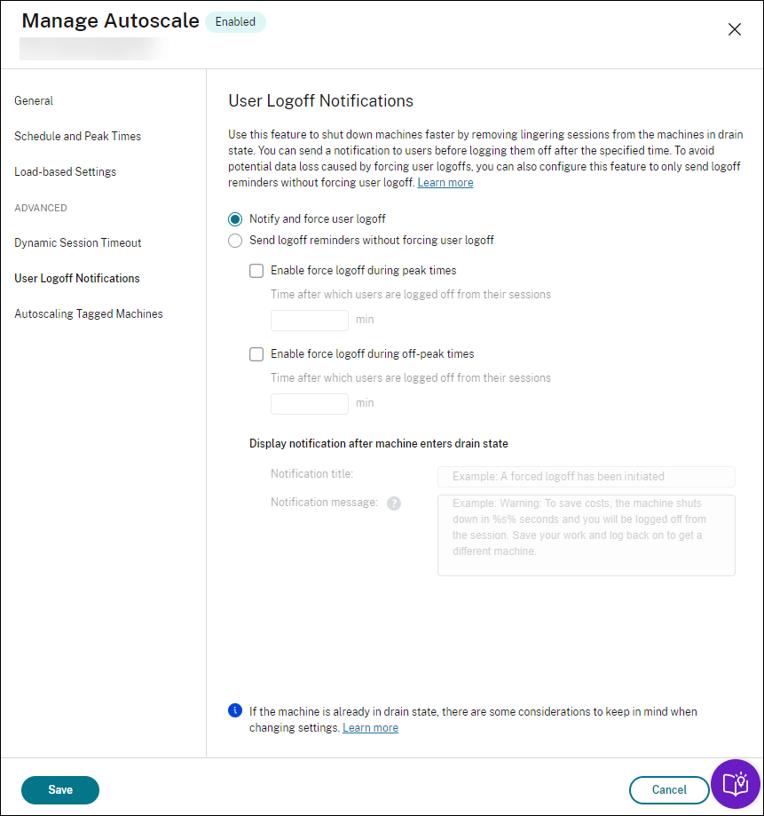 Autoscale multi-session OS - force user logoff