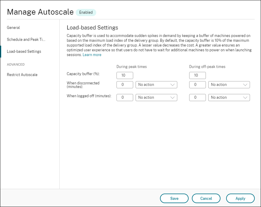 Autoscale single-session OS static - load-based