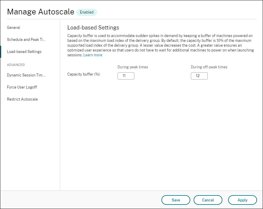 OS multi-session Autoscale - basé sur la charge