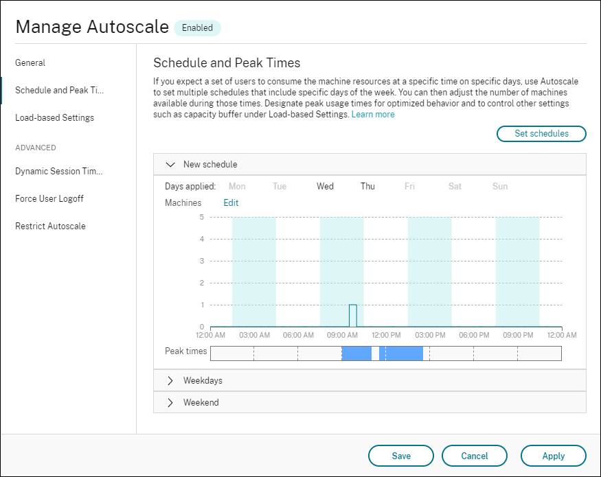 SO multisesión de Autoscale: Basado en la programación