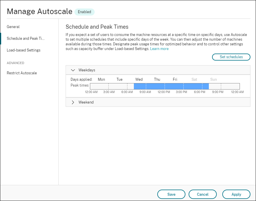 Autoscale single-session OS static - schedule