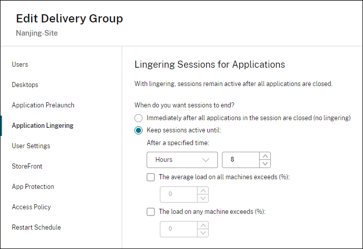 Page Sessions en attente pour les applications