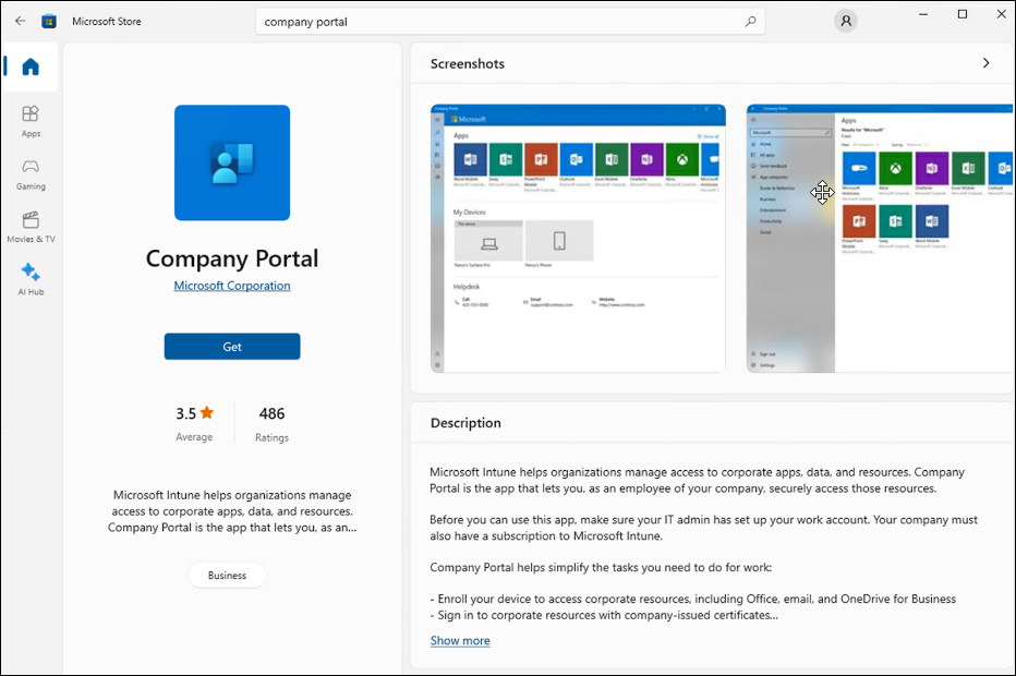 Intune company portal