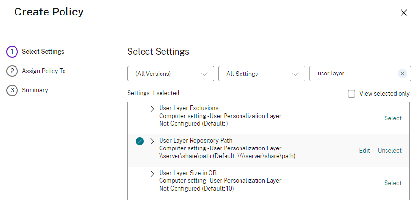 User layer repository path