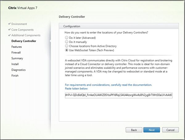 Page Delivery Controller dans le programme d'installation de VDA