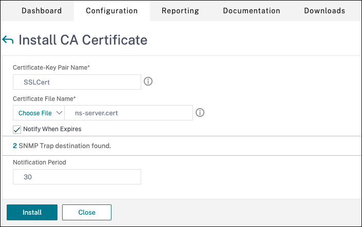 Install CA certificate