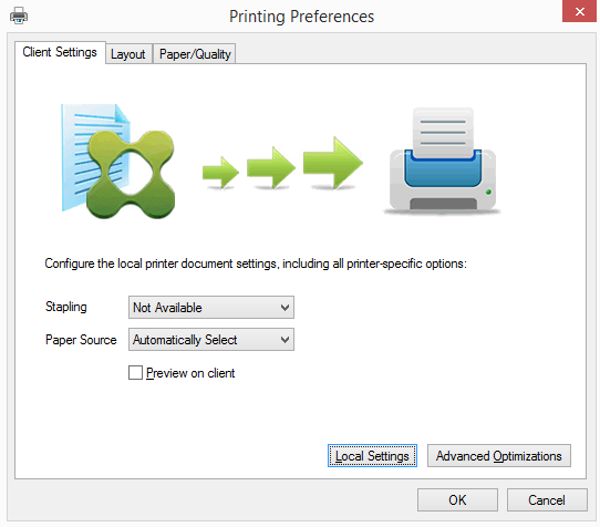 custom UPD print dialog