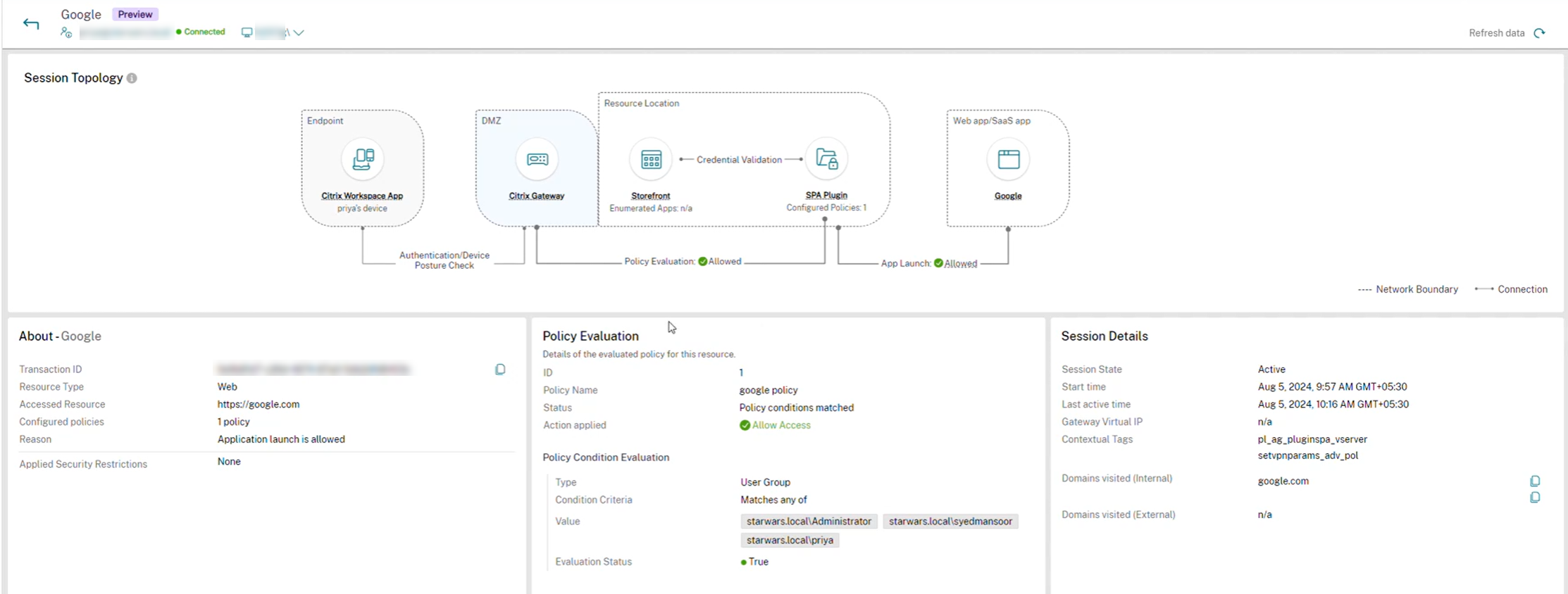 Session topology for Web or SaaS