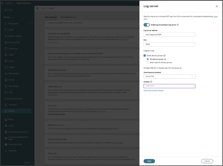 AOT Log Server Settings 1