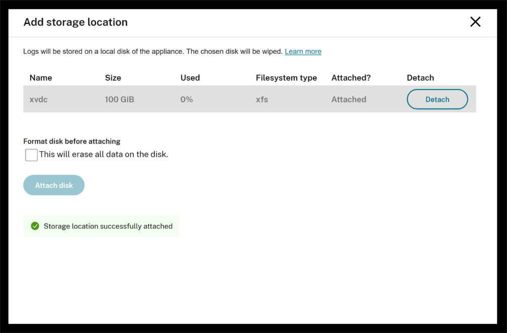 Successfully added storage location