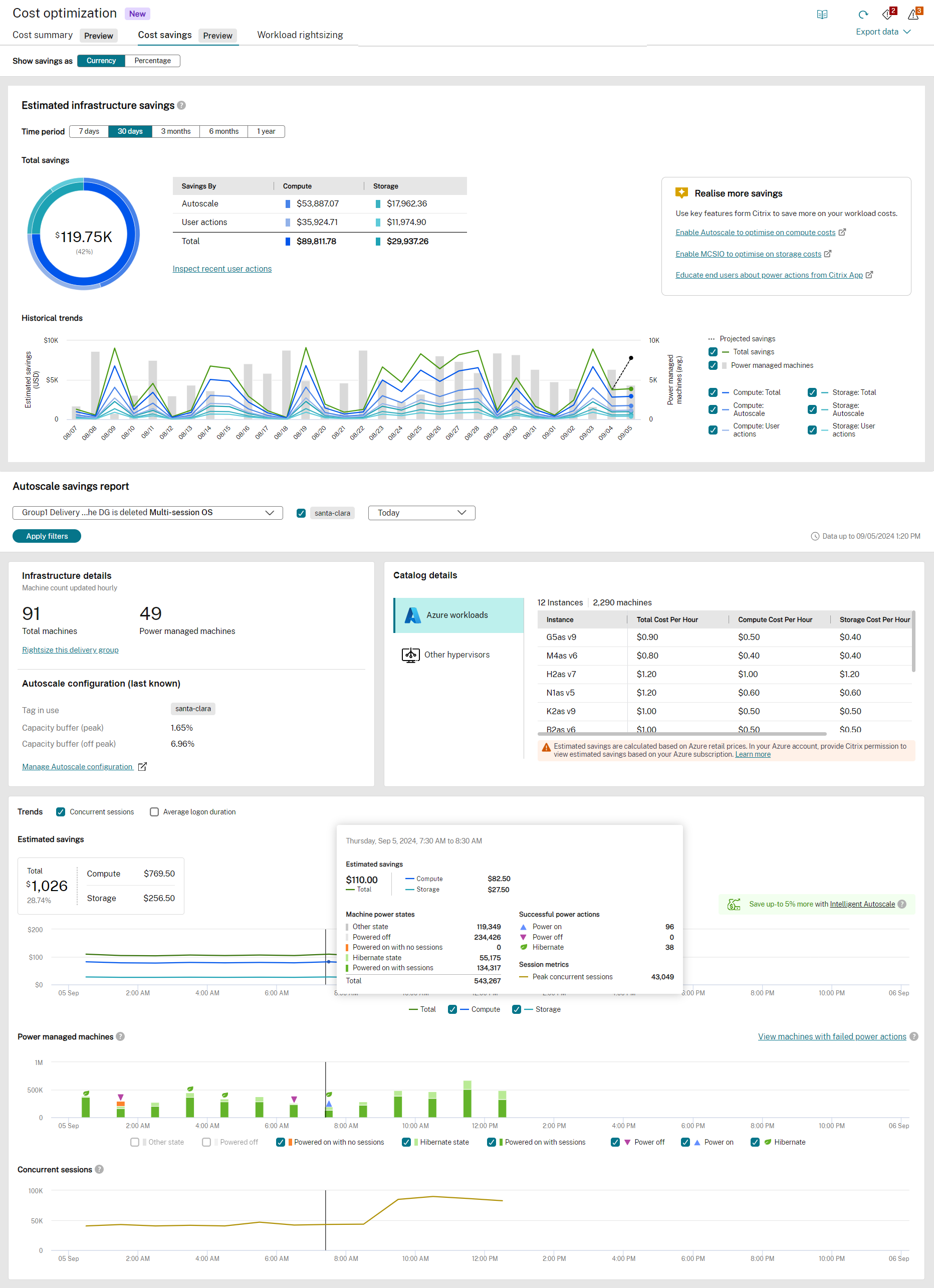 Cost optimization page