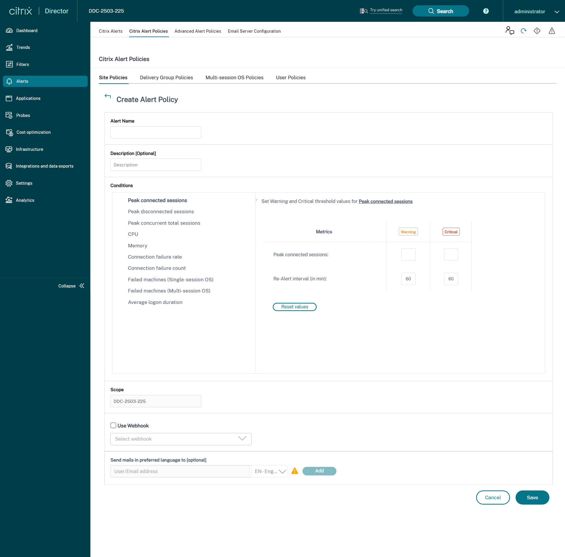 Director Alerts Policies