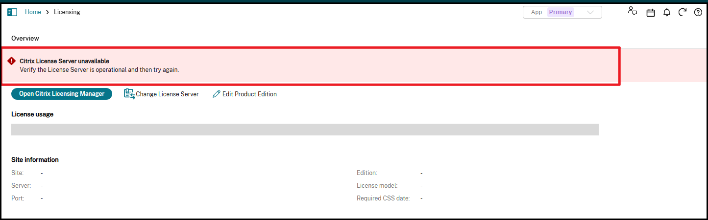 License Server not available