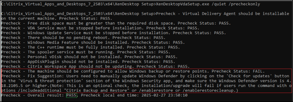 Precheck for additional components