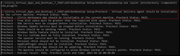 Precheck for specified components