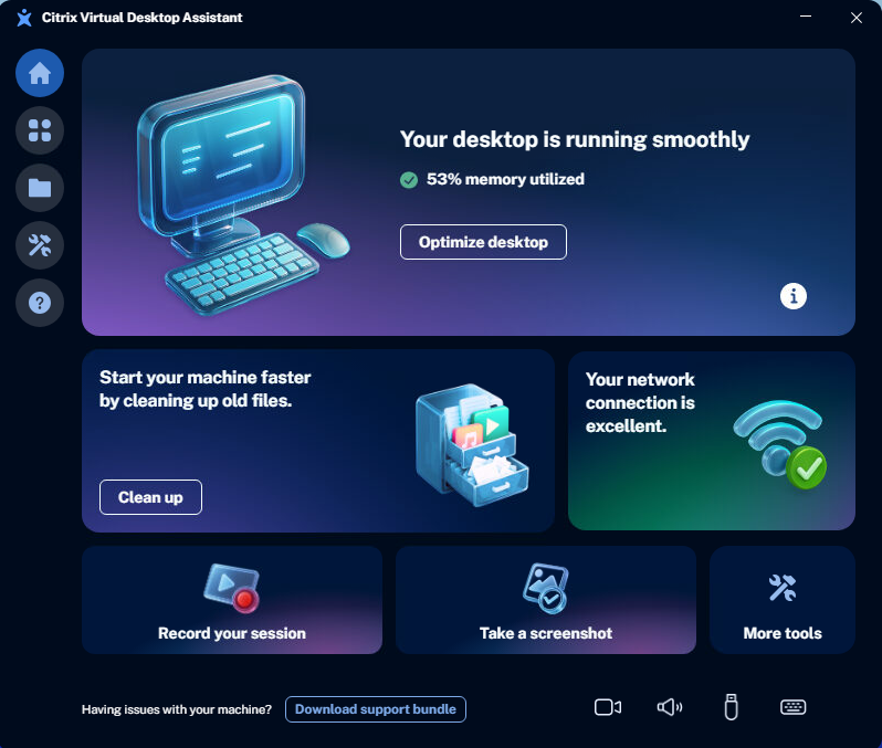Citrix Assistant app Home page