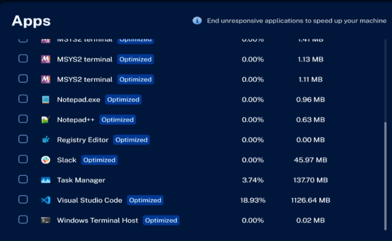 Citrix Assistant app Apps page