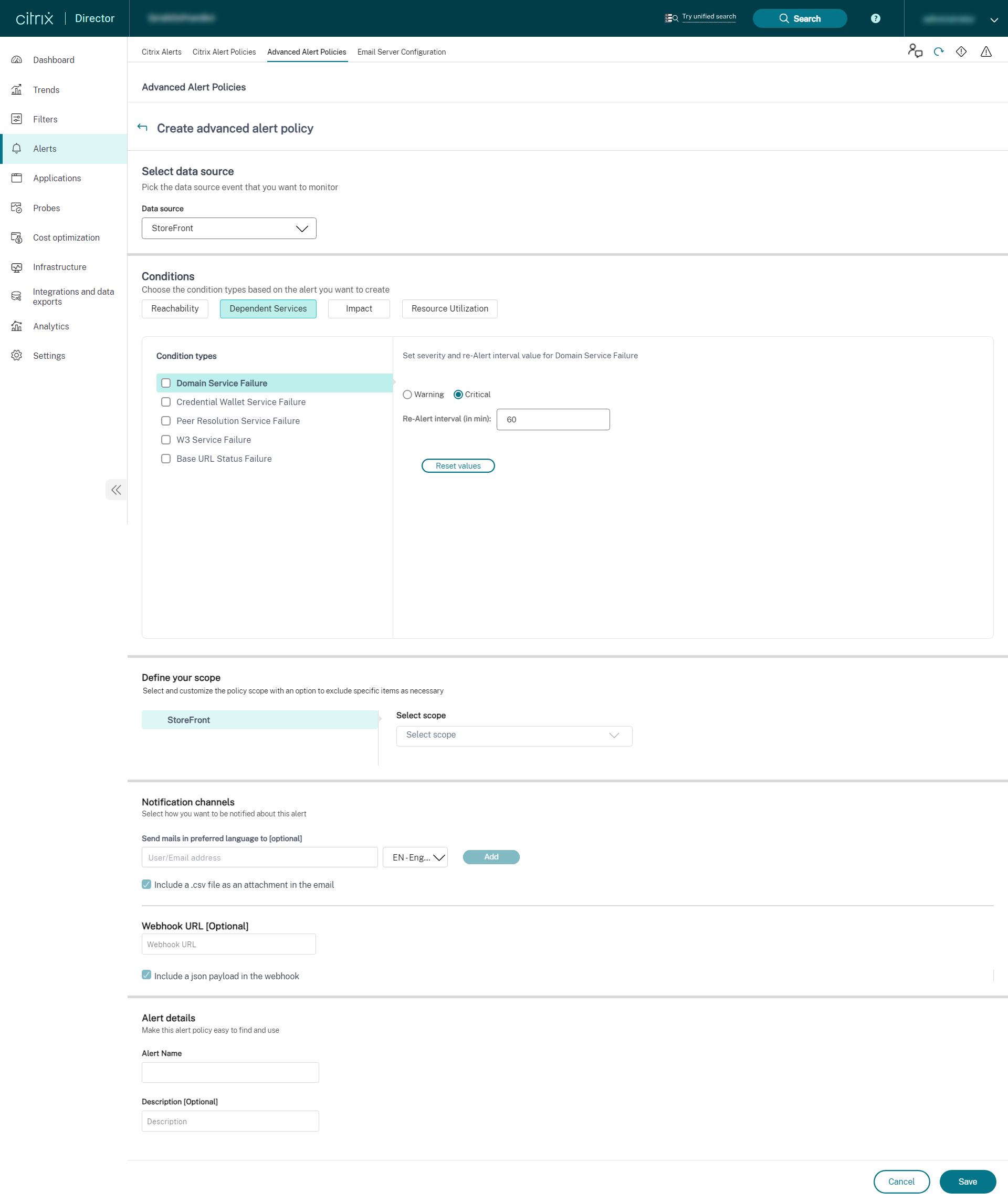 SF Advanced alert Policies