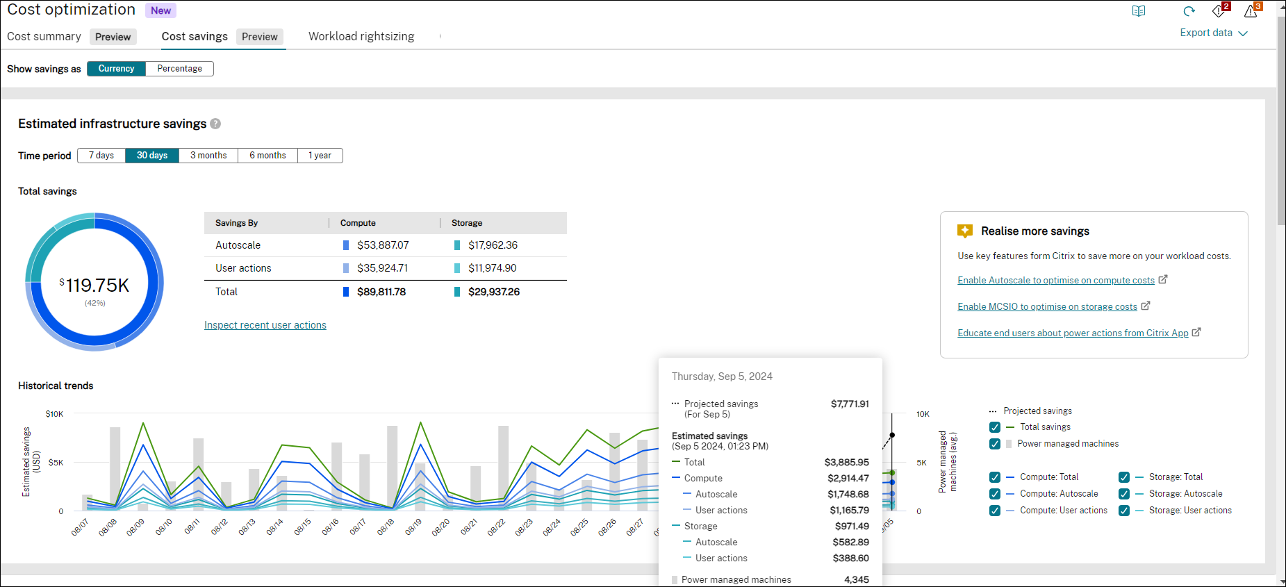 Cost summary estimation page