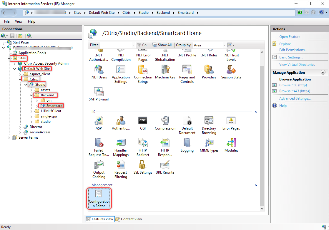 IIS > Editor di configurazione