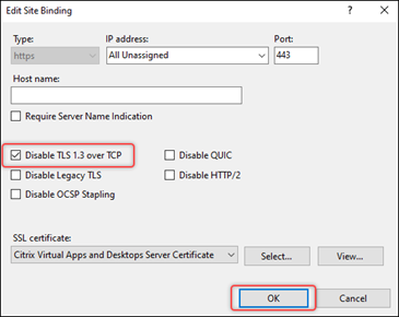 Edição apenas https para Windows 2022 desativada