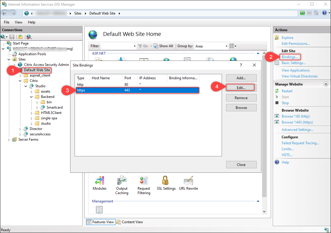 Modifica solo https in Windows 2022