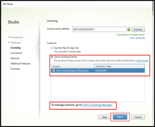 Metainstaller displays the LAS entitlements