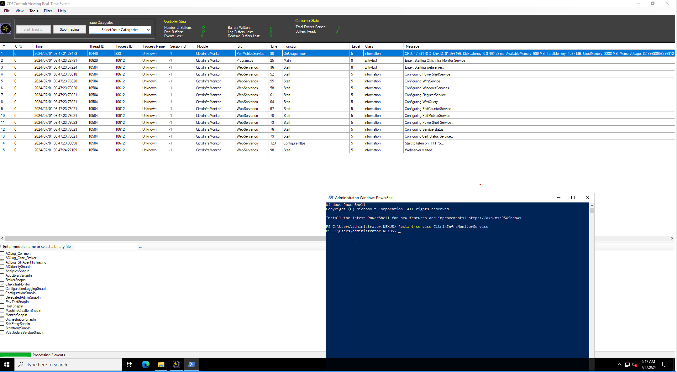 Reiniciar infra monitor