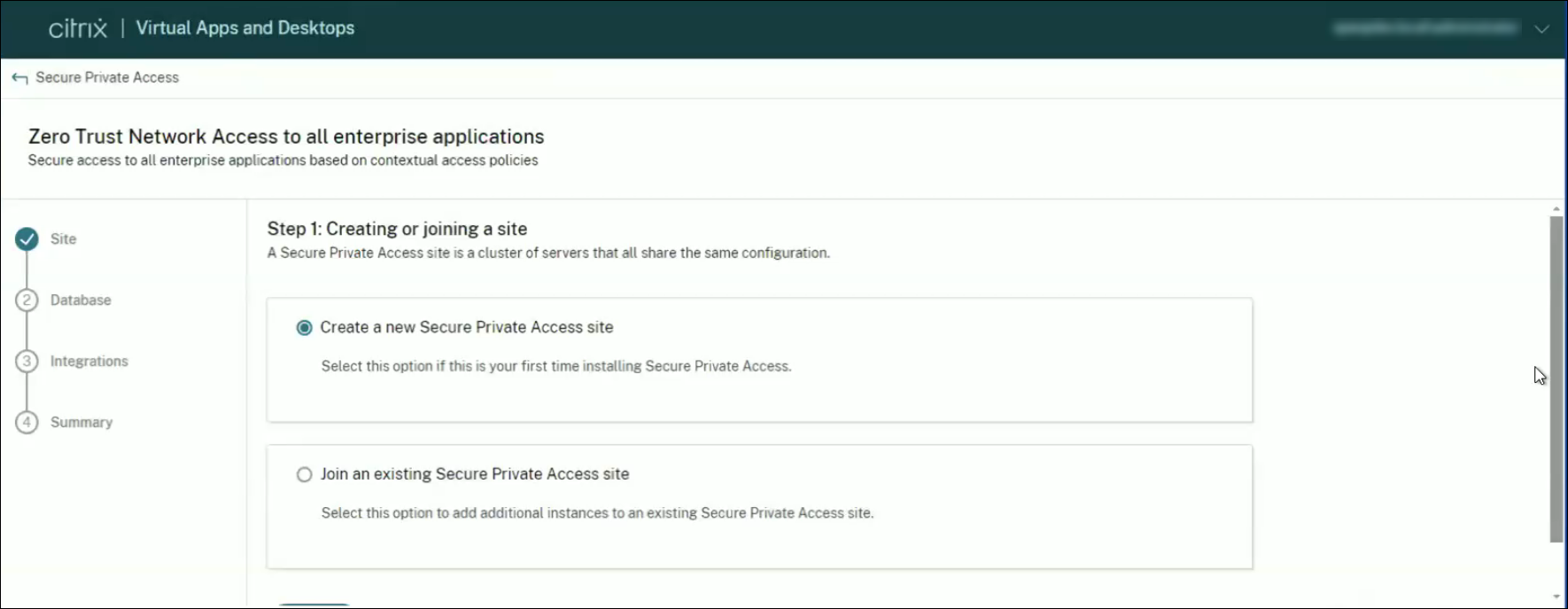 Secure Private Access wird in der Web Studio-Konsole geöffnet