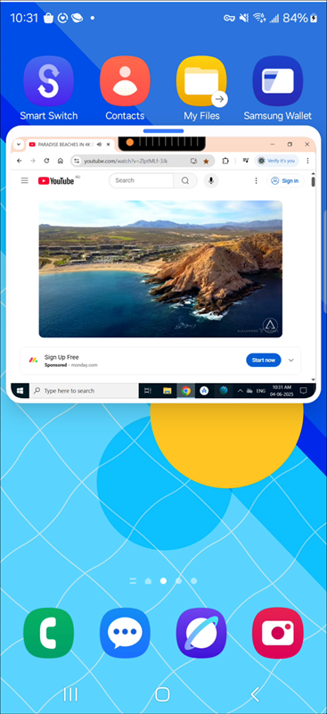 Fenêtre flottante sur Samsung