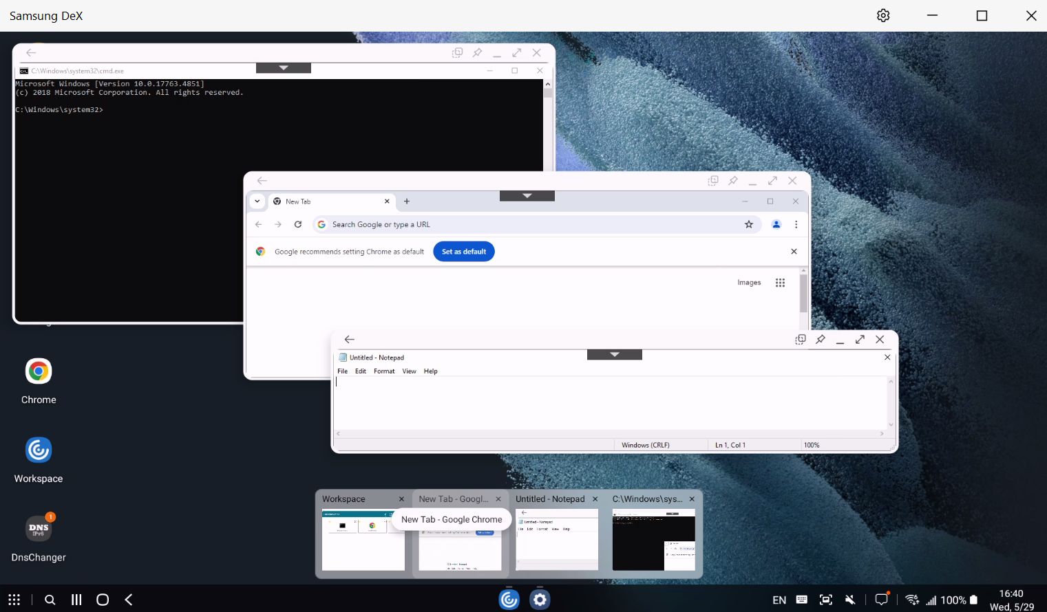 Mode multitâche Samsung DeX