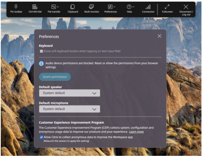 Audio device permission