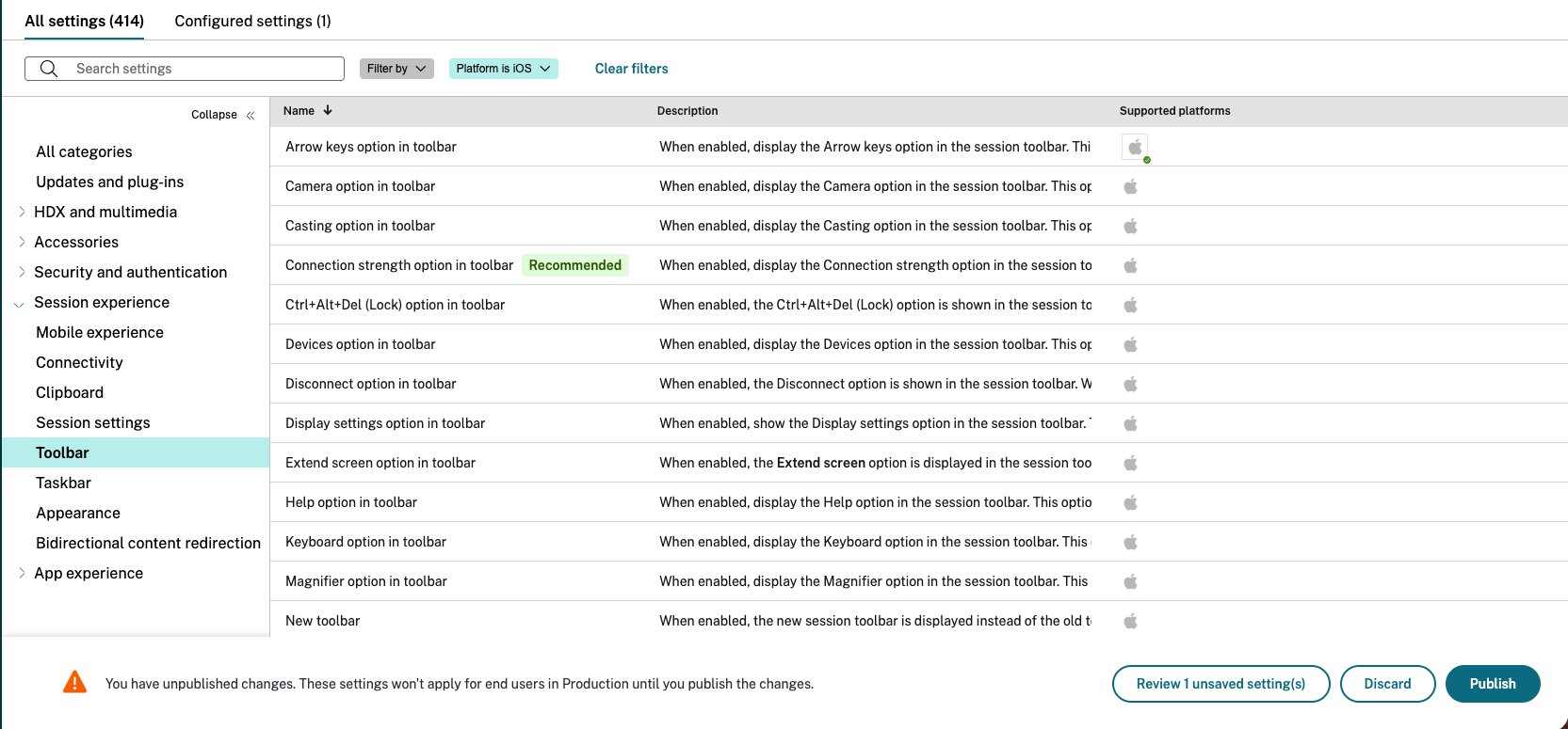 Gacs Settings Option
