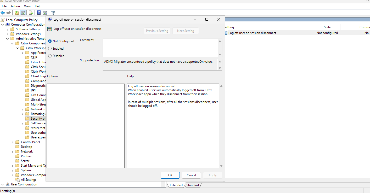 Log off on disconnect
