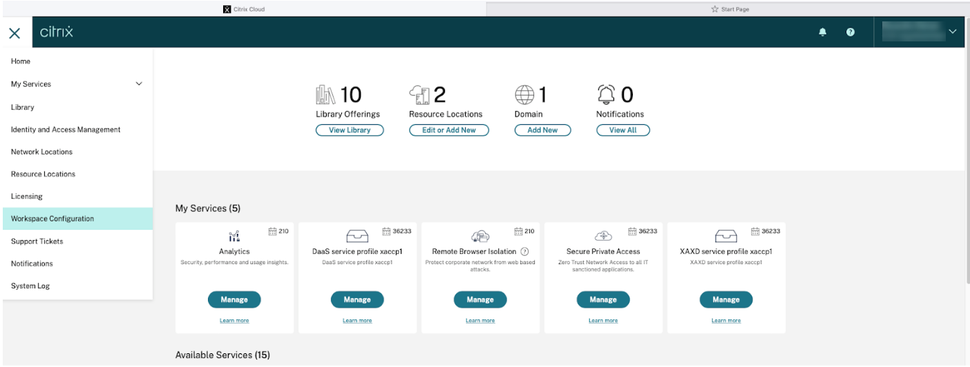 Configuración de Workspace