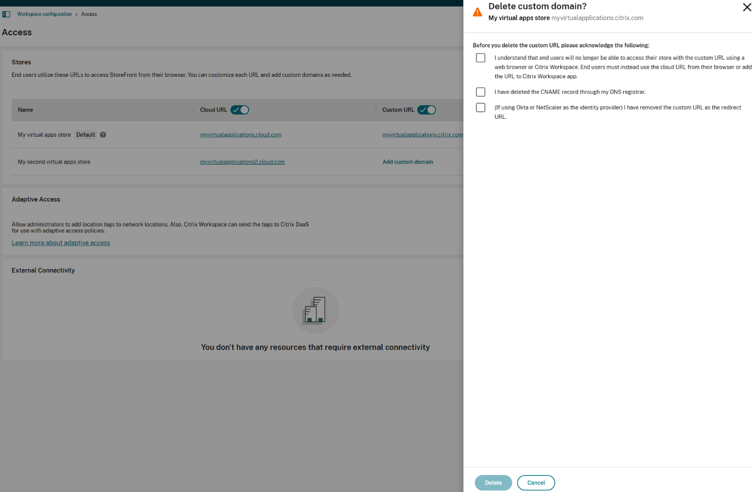 Confirm deletion