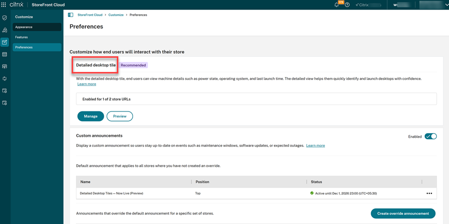 Screenshot of detailed desktop tile